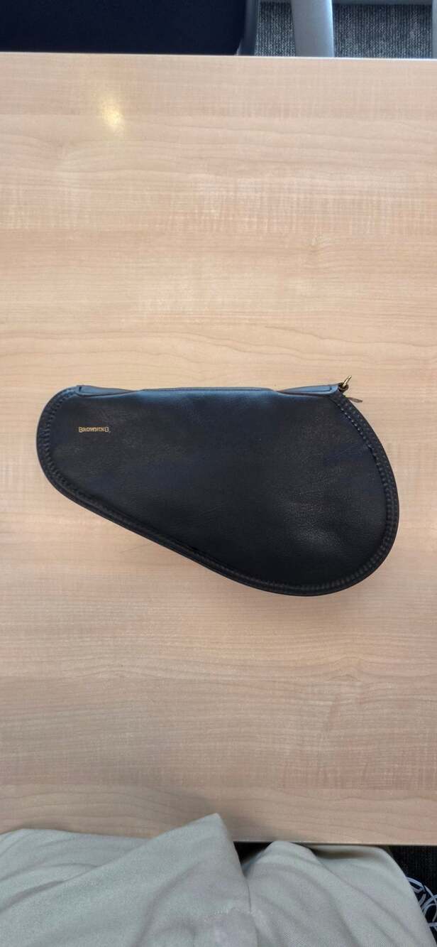 Browning Vintage Leather Handgun Pistol Case Black Sherpa Lined
